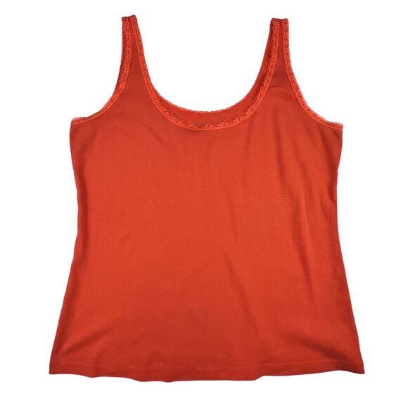 St Johns Bay Tank Womens XL Vintage Inspired Sun Kissed Orange Lace Layering Top - Picture 1 of 7